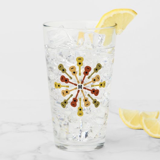 Ukuleles custom monogram pint glas (Achterkant ijs)