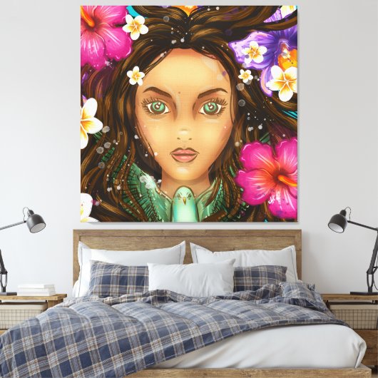 Ukuli'i ka Pua 40x40 Stretched Canvas Print (Insitu (Slaapkamer))