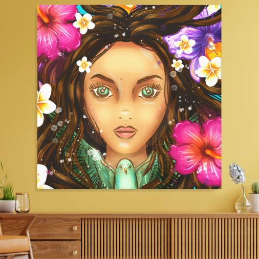 Ukuli'i ka Pua 40x40 Stretched Canvas Print (Insitu (Woonkamer))