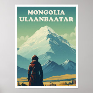 Ulaanbaatar Mongolië Vintage Travel Illustratie Poster