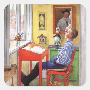 Ulf doet zijn huiswerk vierkante sticker