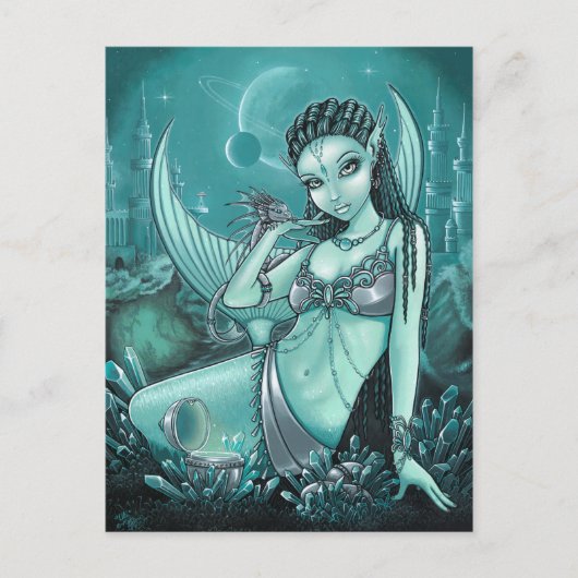 Uli Celestial Alien Mermaid Fae Dragon Briefkaart (Voorkant)