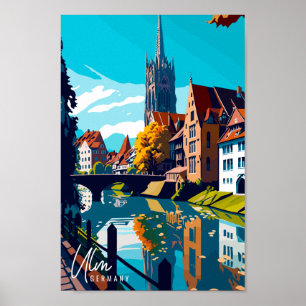Ulm Duitsland vintage reisillustratie Poster