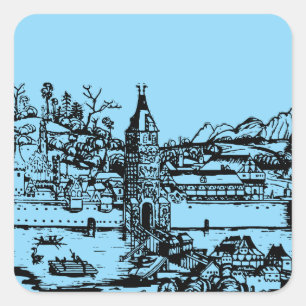 Ulm stad in Baden-Württemberg in Duitsland Vierkante Sticker