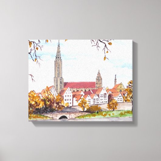 Ulmkathedraal in Duitsland Schilderend vierkant Ac Canvas Afdruk (Voorkant)