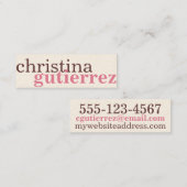 Ultieme netwerkuitwisseling roze ecru typografie mini visitekaartje (Voorkant / Achterkant)