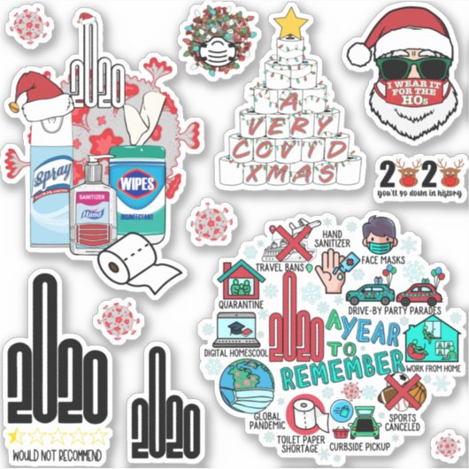 Ultimate 2020 Quarantine Kerst sticker 12 Pack (Voorkant)