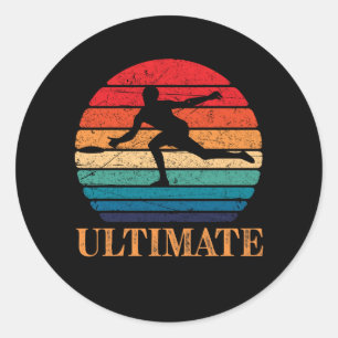 Ultimate Frisbee Retro Player Flying Disk Throding Ronde Sticker