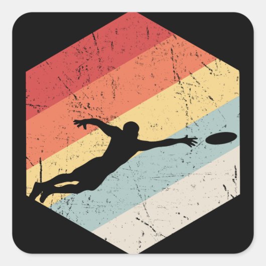 Ultimate Frisbee Sport Retro Vierkante Sticker (Voorkant)