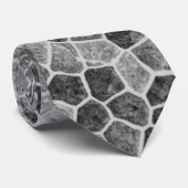 Ultimate Grey Cobled Patchwork Terrazo Pattern Stropdas (Opgerold)