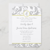 Ultimate Grey Illuminminining Yellow Damask Weddin Kaart (Voorkant)