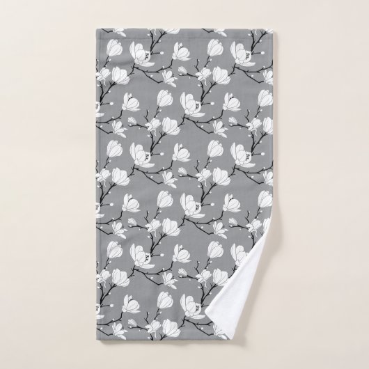 Ultimate Grey Monogrammed Magnolia Flower Bath Tow Bad Handdoek (Handdoek)