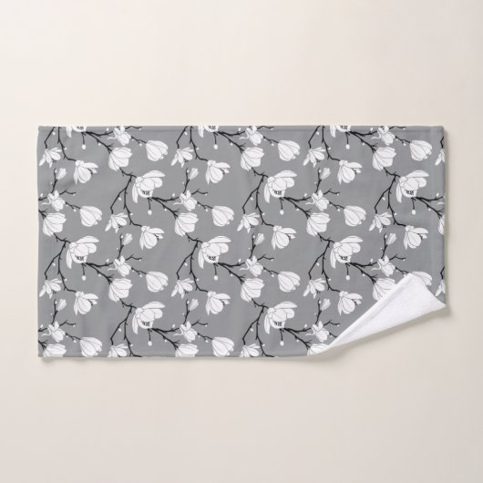 Ultimate Grey Monogrammed Magnolia Flower Bath Tow Bad Handdoek (Handdoek)