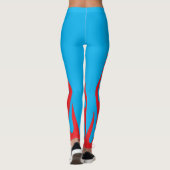 Ultimate Red Flame op een Navy Blue feestkostuum Leggings (Achterkant)