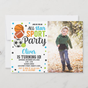 Ultimate Sports Party verjaardagsuitnodiging Kaart