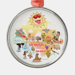 Ultimate Sunny California Round Ceramic Ornament