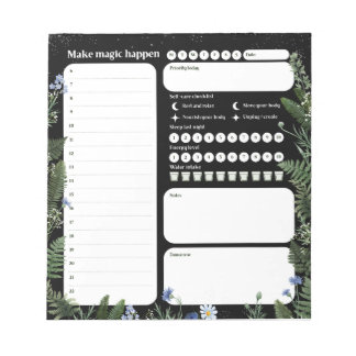 Ultimate Wellness Planner – Dark Floral Notepad Notitieblok