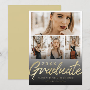 Ultra Chic Gold Brush Script Afstuderen-fotokaart Kaart