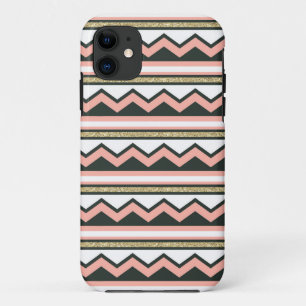 Ultra Chic Gold en Coral Chevron iPhone 5/5s Hoesj iPhone 11 Hoesje