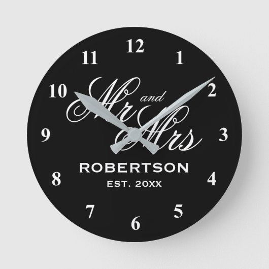 Ultra chique aangepaste heer en mevrouw wandklok ronde klok (Voorkant)