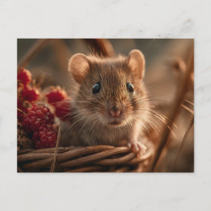 Ultra close-upportret van een schattige wilde muis briefkaart