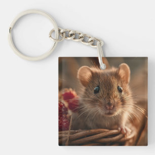 Ultra-close-upportret van een schattige wilde muis sleutelhanger