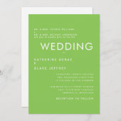 Ultra Contemporary Lime Green Faire-part de mariag (Devant / Derrière)