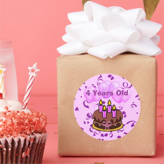 Ultra Cute 4-jarige Stickers van de Birthday Cake (Feest)
