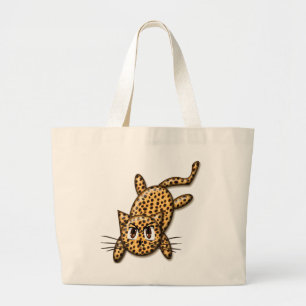 Ultra Cute Anime Leopard Kat Grote Tote Bag