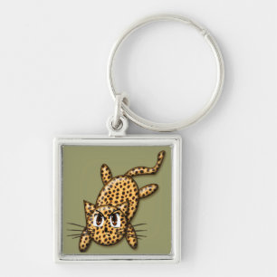 Ultra Cute Anime Leopard Kat Sleutelhanger