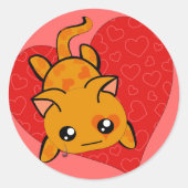 Ultra Cute Kawaii Valentijn Kat Ronde Sticker (Voorkant)