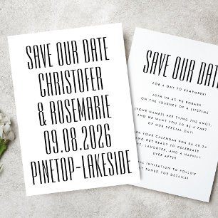 Ultra eenvoudig geen foto grote vet details bruilo save the date