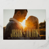 ULTRA EENVOUDIGE BOLD NAAM GOUDE FOTO SAVE THE DAT FOLIE UITNODIGING (Voorkant)