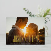 ULTRA EENVOUDIGE BOLD NAAM GOUDE FOTO SAVE THE DAT FOLIE UITNODIGING (Staand Voorkant)