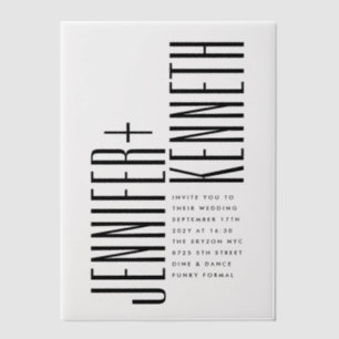 Ultra eenvoudige moderne minimalistische zwart wit vellum uitnodigingen