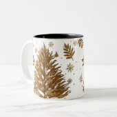 Ultra Glam Liquid Gold Brush Stroke Christmas Tree Tweekleurige Koffiemok (Voorkant links)