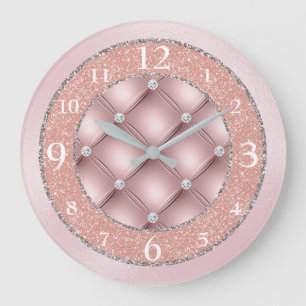 Ultra glamoureuze roze glitters en diamanten grote klok