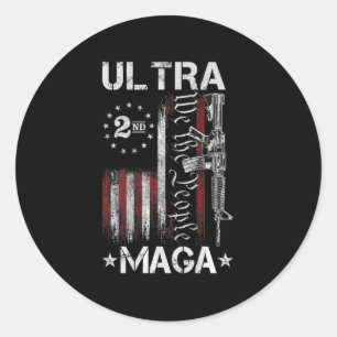 Ultra MAGA Pistool AR - Quote Patriottic American  Ronde Sticker