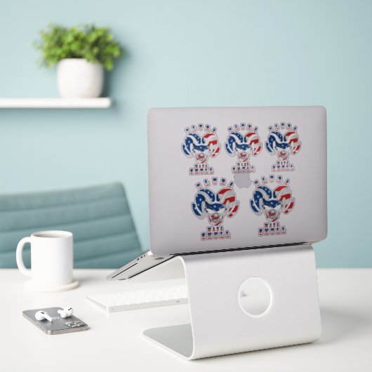Ultra Maga schedel | 8"x 8"- Glanzend Transparant Sticker (Laptop op bureau)