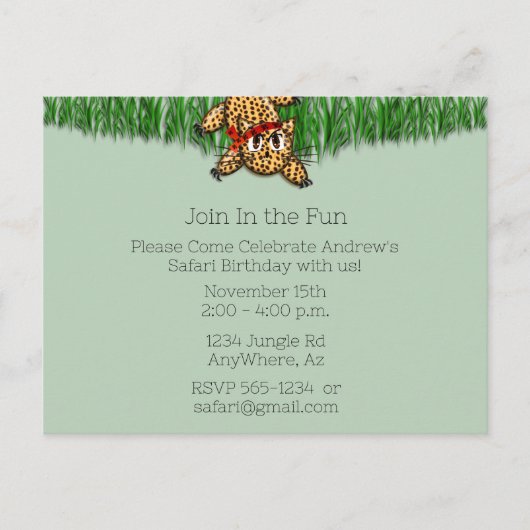 Ultra mignon Safari Leopard Invitations d'annivers (Devant)