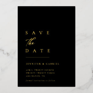 Ultra-minimale gouden typografie Save the Date Folie Uitnodiging