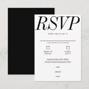 Ultra Minimale Typografie Zwart Wit Bruiloft RSVP Kaartje