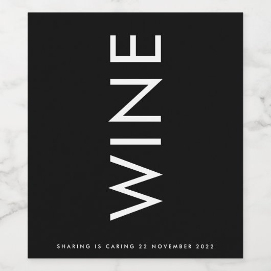 Ultra Modern Bold Big Monogram Black Elegant Wijn Etiket (Enkel label)