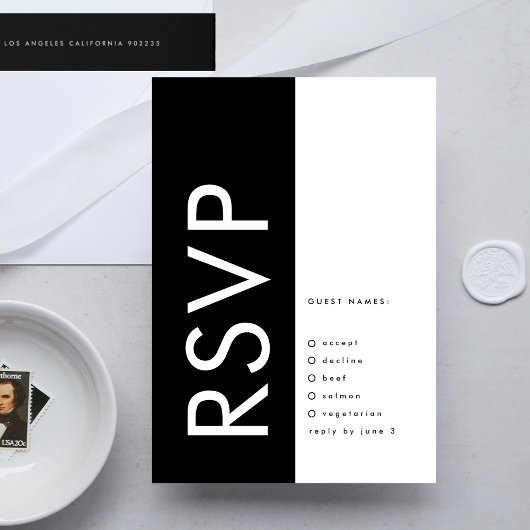 Ultra Modern Bold Big Monogram Funky Weddenschap RSVP Kaartje