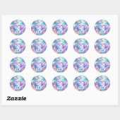 Ultra Modern Bold Big Monogram Iridescent Weddensc Ronde Sticker (Vel)