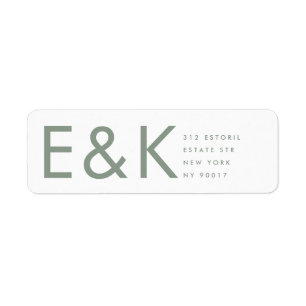Ultra Modern Bold Big Monogram Sage Green Wedding Etiket