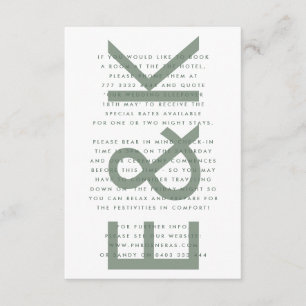 Ultra Modern Bold Big Monogram Sage Green Wedding Informatiekaartje