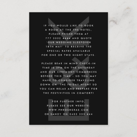 Ultra Modern Bold Big Monogram Simple Weddenschap Informatiekaartje (Voorkant)