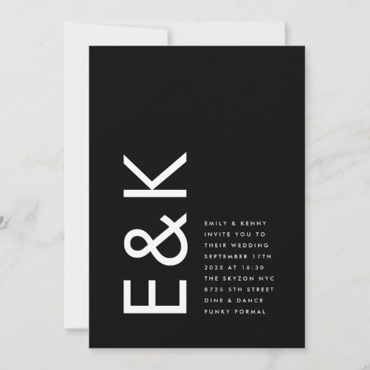 Ultra Modern Bold Big Monogram Simple Weddenschap Kaart (Voorkant)