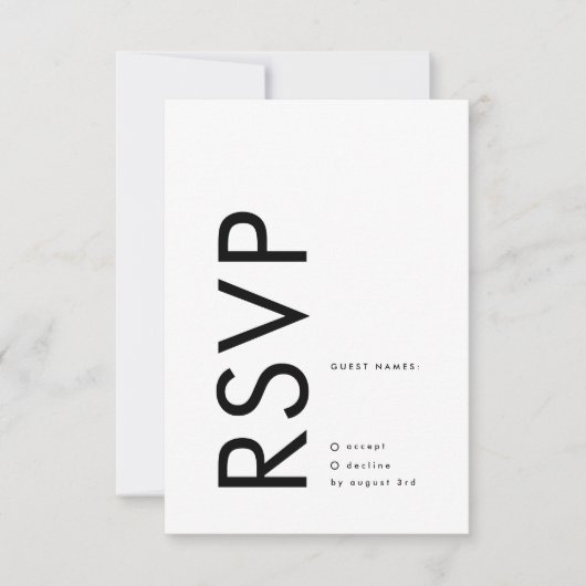 Ultra Modern Bold Big Monogram Simple Weddenschap RSVP Kaartje (Voorkant)